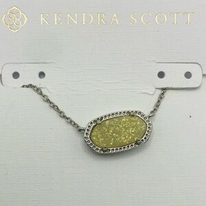 NWT Kendra Scott yellow druzy silver plated chain necklace.
